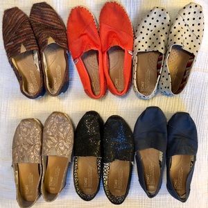 Toms shoes size 6.5 all for $65